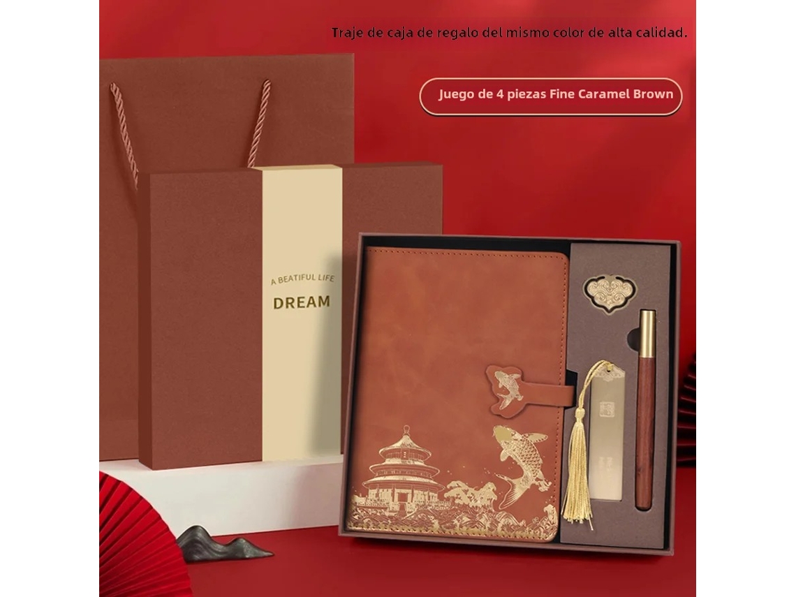 Set de regalo premium con libreta MDUG, incluye marcapáginas y lata (chocolate)