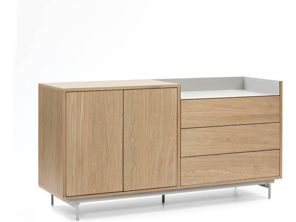 Aparador BAZAR MONDIALE Valley 1 (Roble y Gris Claro - 150x45x77 cm)