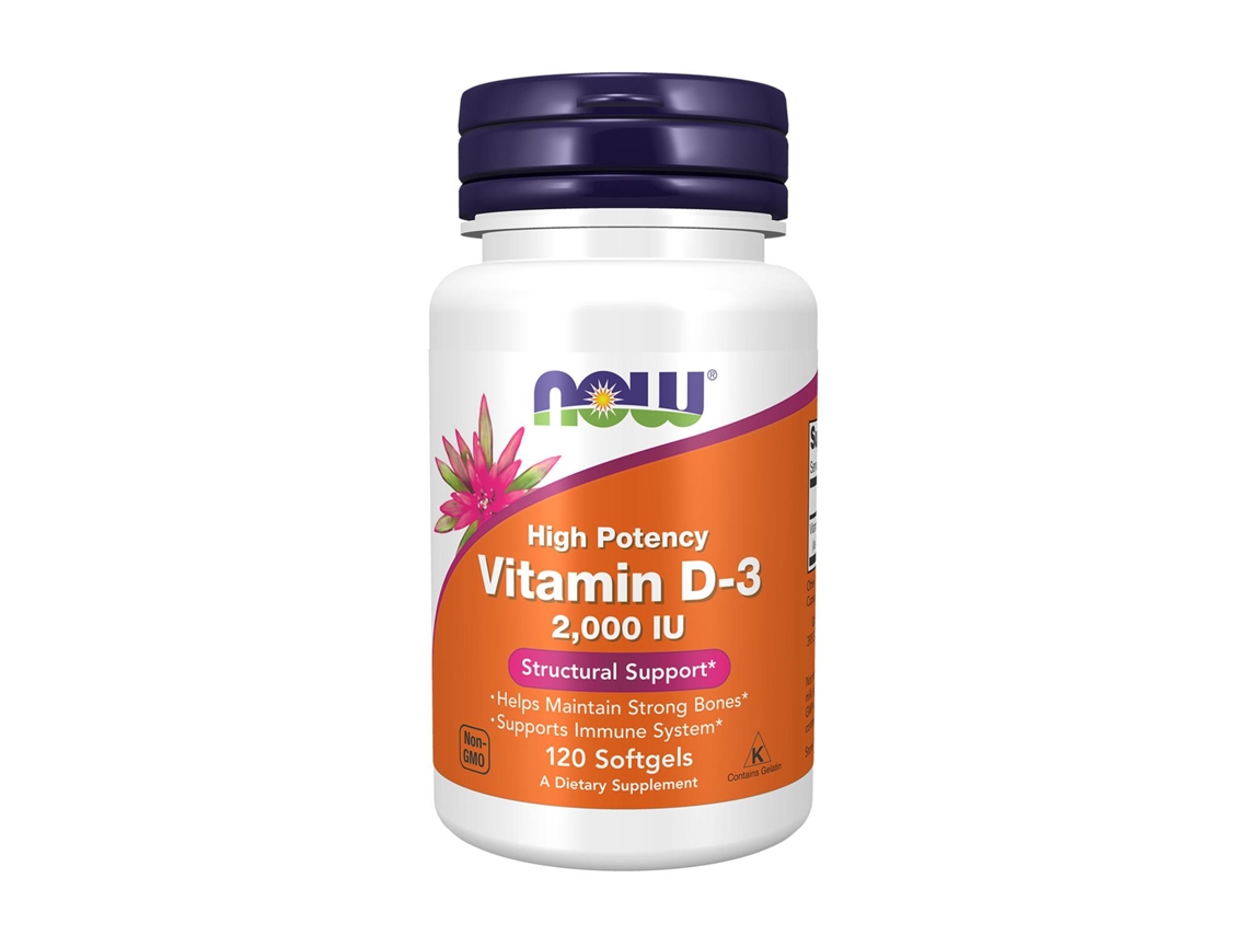 Complemento Alimentar NOW Vitamina D - 3 2000 Ui Alta Potencia 120