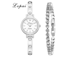 Reloj De Cuarzo Ivpai Para Mujer Con Brazalete De Aleación Y Diamantes De Imitación (blanco Y Plateado)