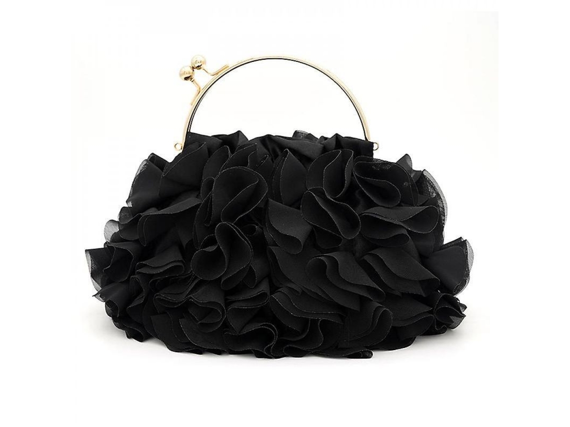 2026-bolso De Mano Floral De Seda Para Mujer Bolsa De Noche Fiesta Prom Clutch Elegante Dfs Negro