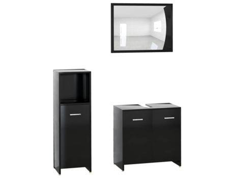 Conjunto 3 muebles de baño VIDAXL madera de ingeniería negro