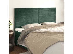 Cabeceros 4 Unidades De Terciopelo Verde Oscuro 80x5x78/88 Cm