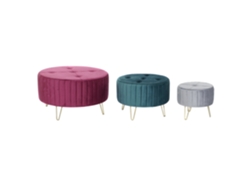 Set 3 Reposapies Poliester Metal 80x80x45cm