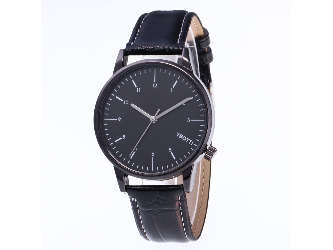 Reloj De Pulsera De Cuero Pu Para Hombres Con Dial Negro Zhoulianfa