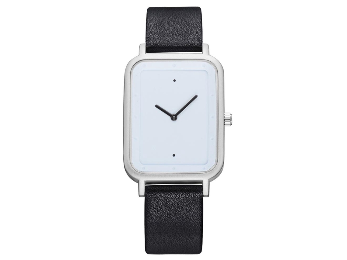 Reloj De Negocios Fashion Tomi Analógico Correa Pu Quartzo Para Hombre Plata Negro