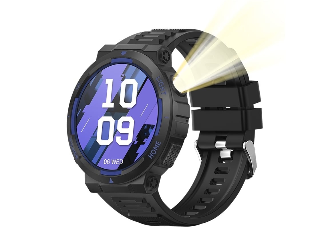 Smartwatch con diseño robusto para deporte y fitness, adecuado para el gimnasio, actividades al aire libre, ejercicio y deportes.