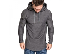 2026-camiseta Manga Larga Con Capucha De Color Sólido Para Hombre Moda Casual Verano Deportiva 2022 M Gris Oscuro