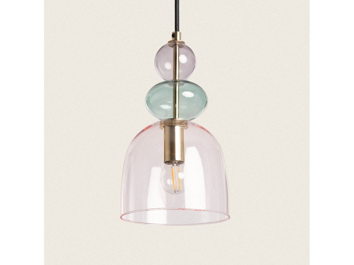 LEDKIA Lámpara Colgante Metal y Cristal Baudelaire Rosa