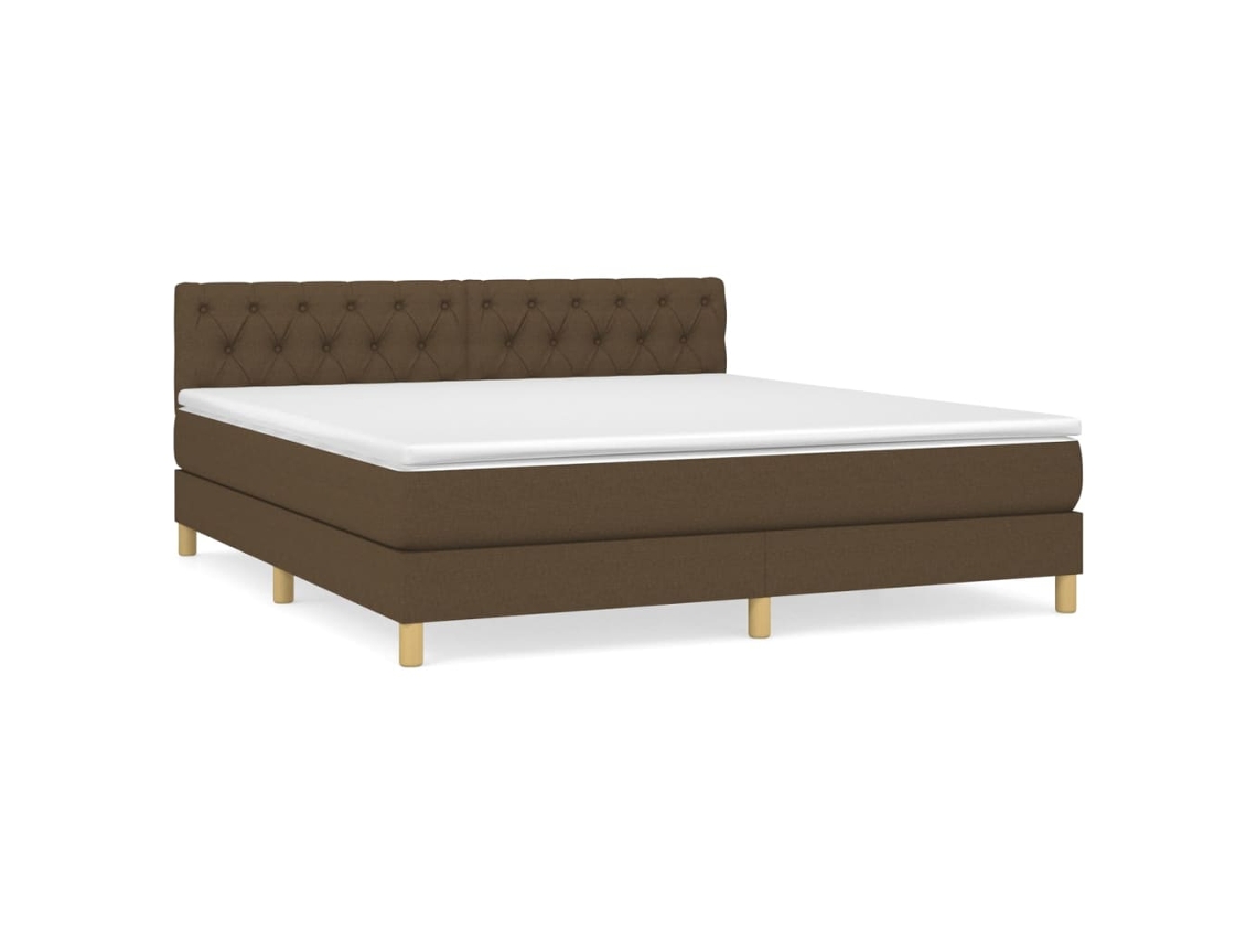Maison Exclusive - Cama Box Spring Con Colchón Tela Marrón Oscuro 160x200 Cm