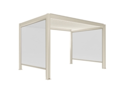 Pérgola Bioclimatique 4x3 M Autoportée Motorisée En Aluminio Crã¨me Avec àclairage Led Et Avec Store Oviala