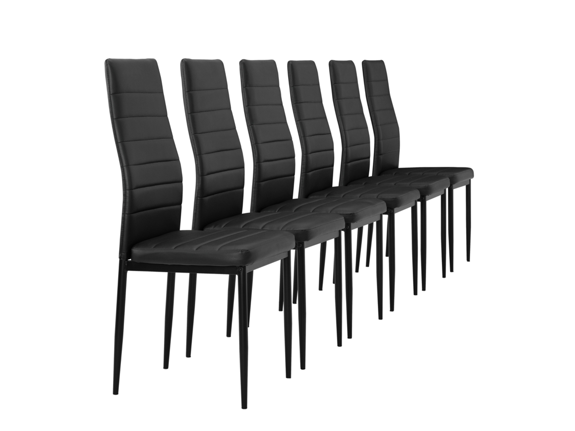 Conjunto de Cadeiras de Jantar [EN.CASA] (6 Un - Preto - 96x43x52 cm - Couro SintÃÂÃÂÃÂÃÂ©tico)