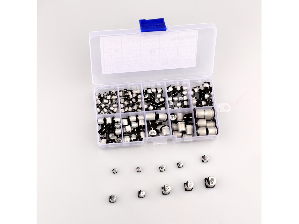 2026velora-kit De 180 Condensadores Electrolíticos Smd De Aluminio 16-50v 1uf-1000uf 10 Valores Caja Plástica