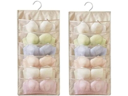 Organizador De Armario De Doble Cara Con 12 Bolsillos Para Bragas, Sujetadores, Calcetines Y Accesorios - Beige
