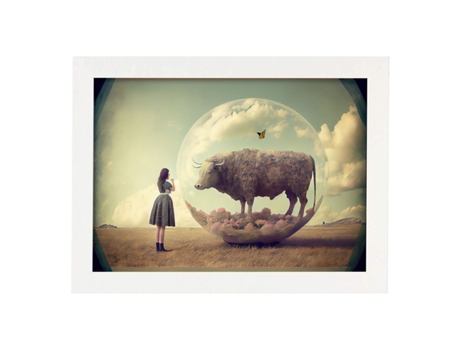 NACNIC Poster Búfalo En Estilo Surrealismo Cinematográfico Ilustraciones Y Grabados De Historieta Abstracta Y Artística A4 Marcos Blancos