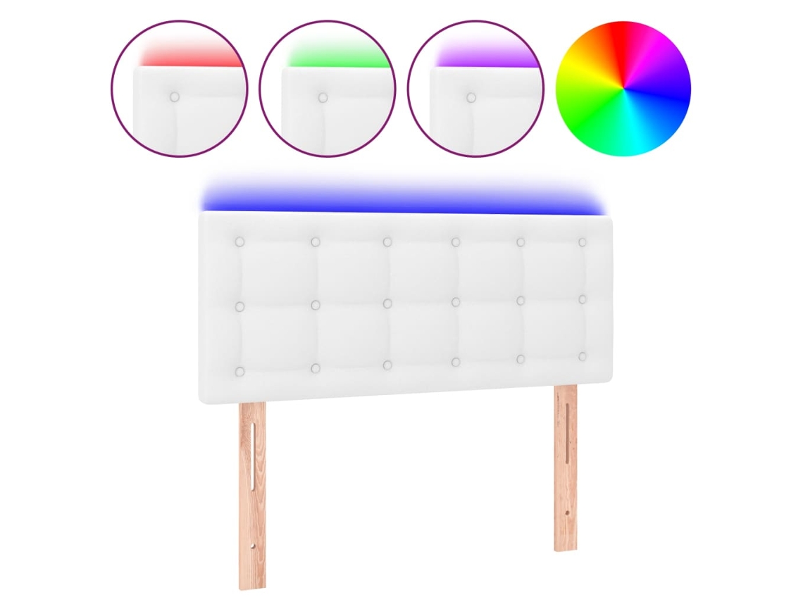 Cabecero Con Led VIDAXL Blanco Cuero artificial (100x5x88 cm)