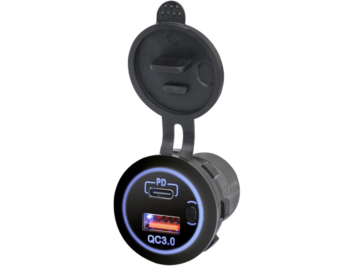 Cargador Rápido Para Coche De 12 V Con 24 Salidas Usb-c Hembra, Qc3.0 Pd E Interruptor Para Barcos.
