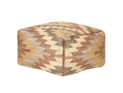 Otomana decorativa de patrón geométrico BELIANI Deepor de Yute Beige 50x50x30