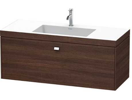 Lavamanos DURAVIT Brioso c-bonded con base mural 120,0x48,0 cm 1 cajón sin rebosadero con banco para grifos 1 agujero para grifos