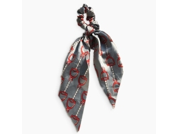 Lazo de pelo largo de satén con estampado barroco sublime, gris, AVIZAR