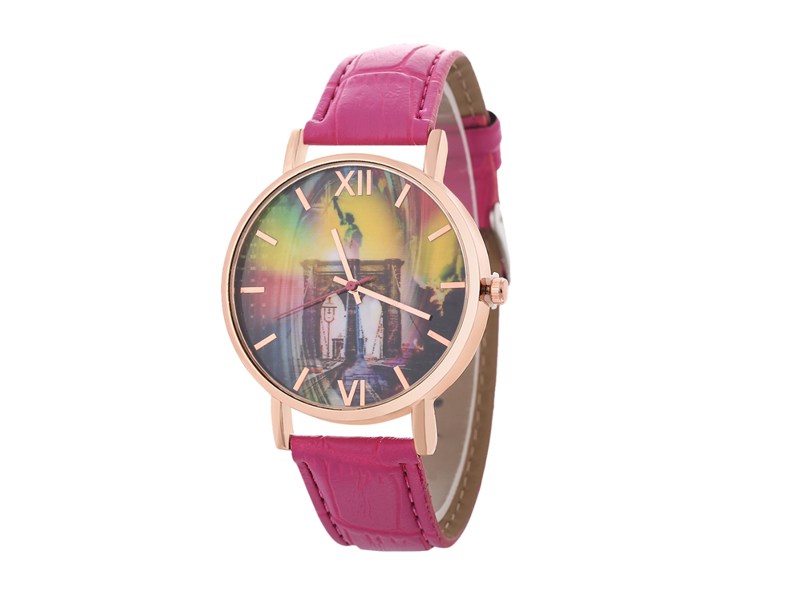 Elegante Reloj De Pulsera Unisex De Cuarzo Para Parejas, Color Rojo Rosa, Regalo De Moda.