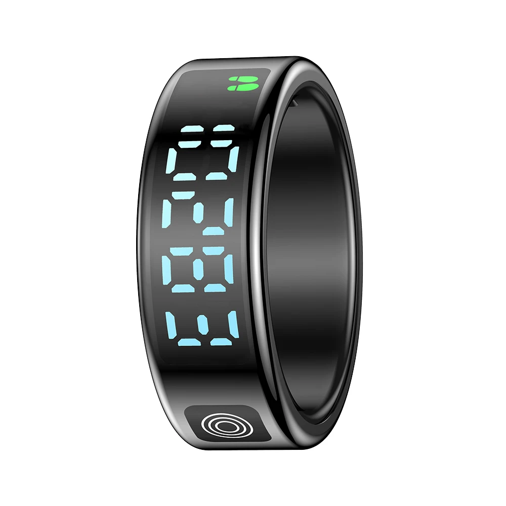 Anillo inteligente con pantalla y monitor de actividad MDUG (talla 12, negro) | MDUG