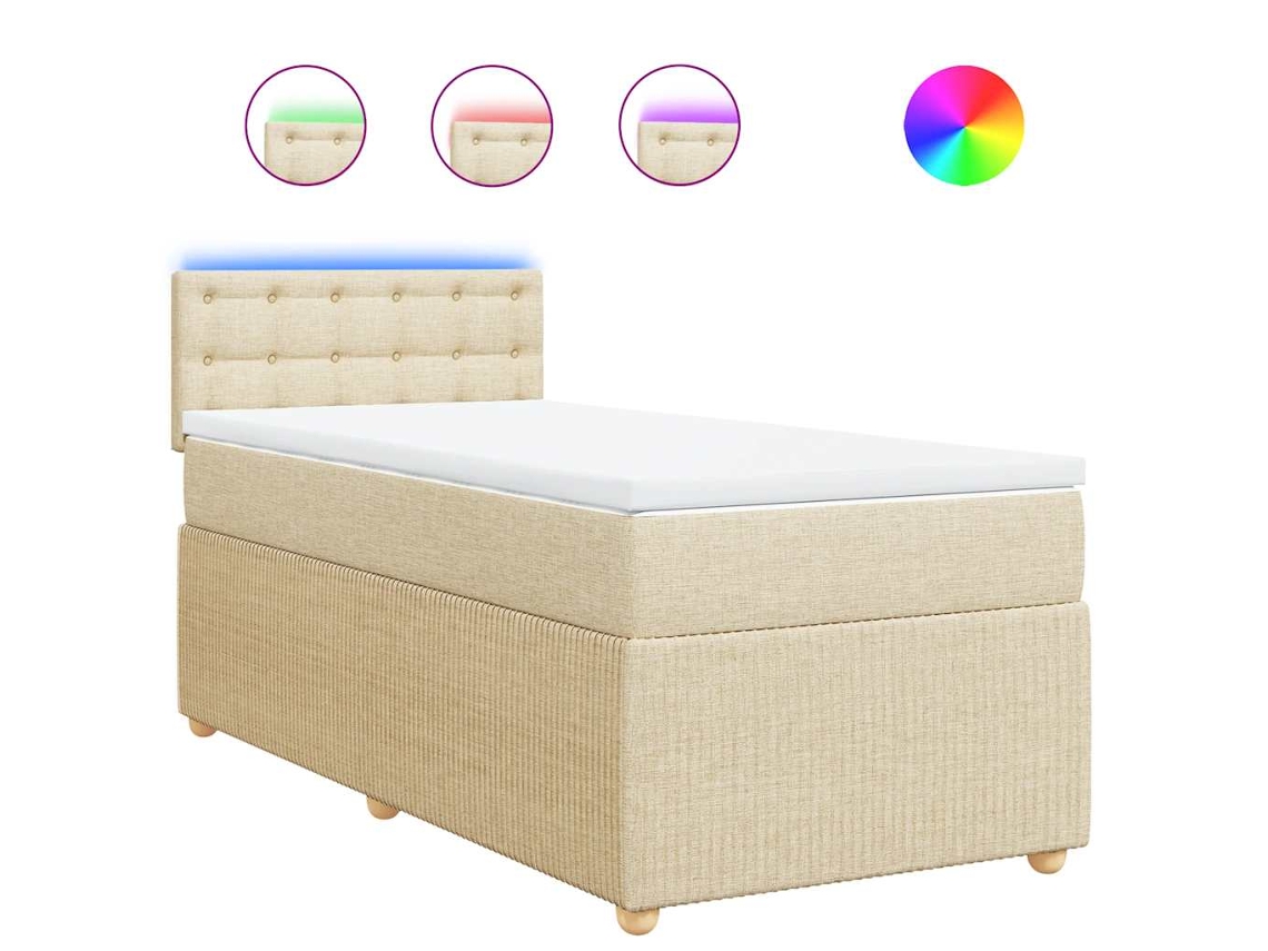 Maison Exclusive - Cama Box Spring Con Colchón Tela Color Crema 100x200 Cm