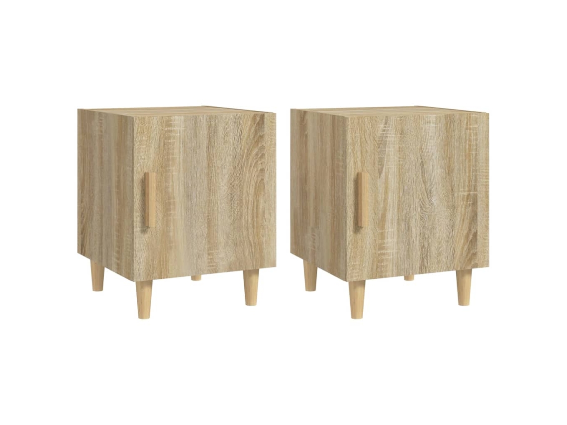 Juego de 2 mesitas de noche de madera de roble, Sonoma, EXCLUSIVA DE LA CASA