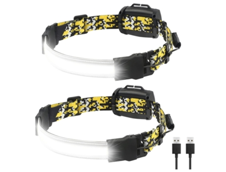 Linterna frontal recargable, paquete de 2 linternas frontales de haz ancho de 230 (negra)