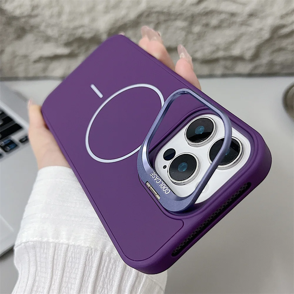 (iphone 13, Morado) Funda Magnética A Prueba De Golpes Para Iphone, Funda Protectora Con Soporte De Silicona Líquida.