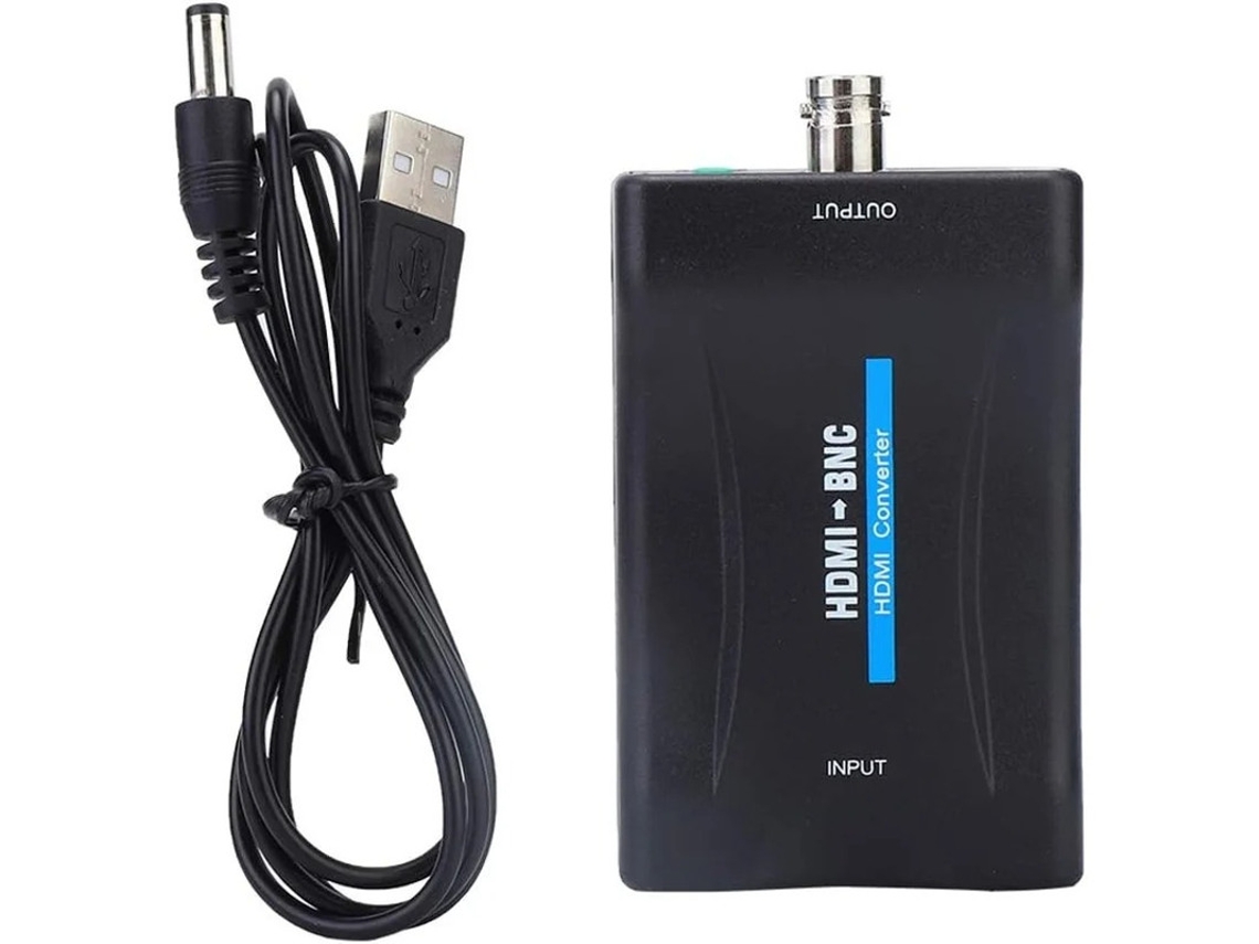 Adaptador/convertidor de vídeo compuesto HDMI a BNC con audio de 3,5 mm compatible con 480i/576i NTSC/PAL para CCTV, vigilancia y reproductores de DVD. Plug & Play. Yizhood