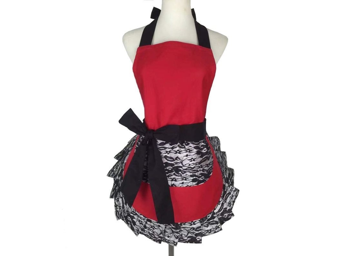 Braguitas retro sexys con bolsa ajustable para mujer, ideales para la cocina y como regalo, color rojo.