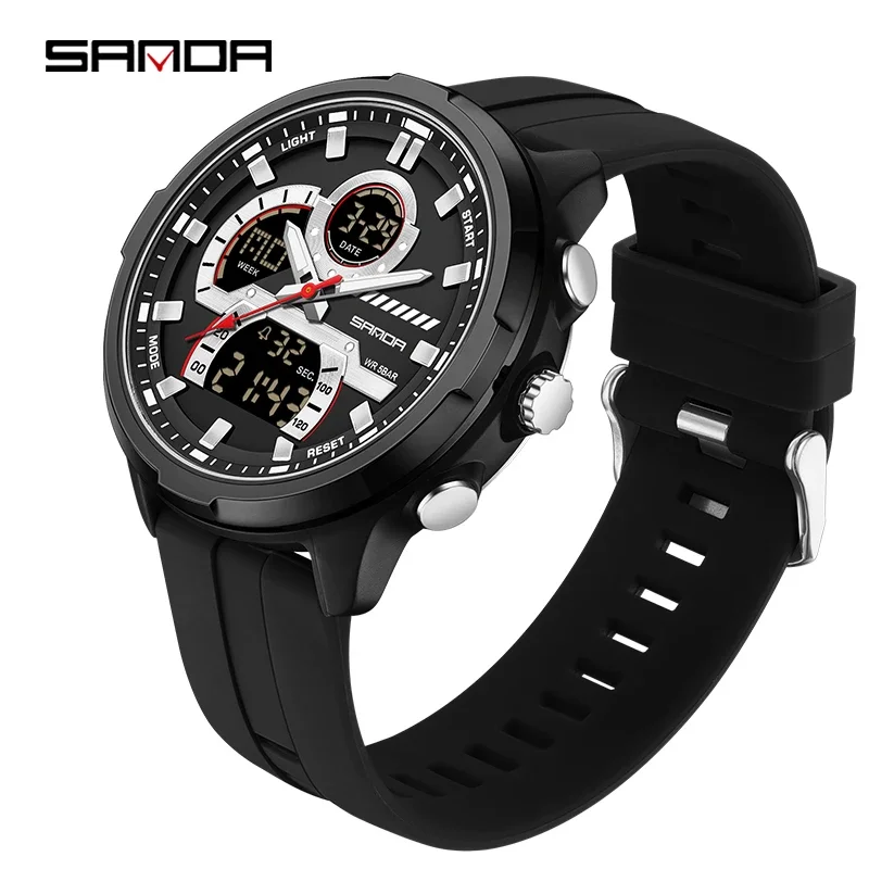 Reloj Digital Para Hombre (negro) Con Doble Pantalla: Reloj Deportivo De Cuarzo Multifuncional, Resistente Al Agua Y Luminoso.