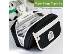 Precioso estuche grande rosa para lápices con 3 tapas, organizador escolar resistente.