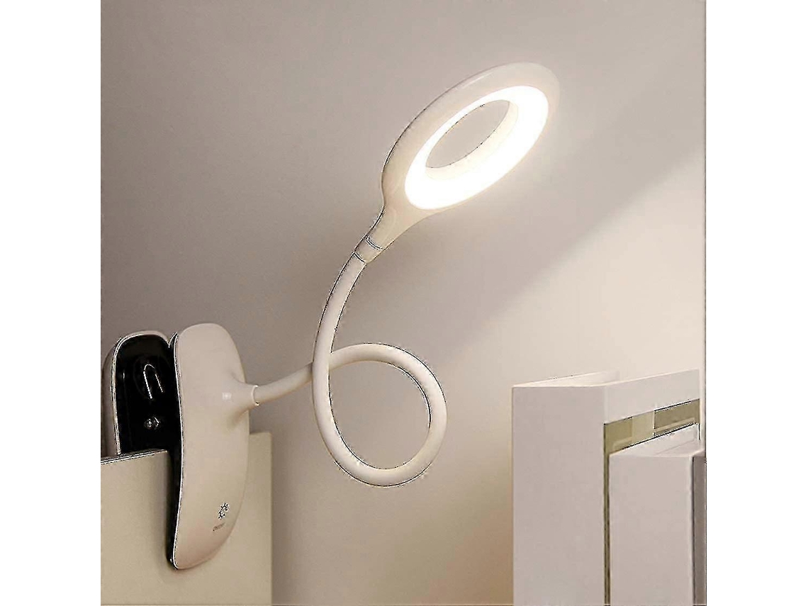 Lámpara de lectura LED con brillo ajustable y clip para usar sobre mesas y libros. Nostalgia88
