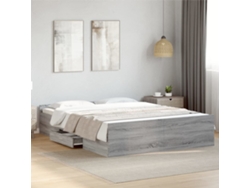 Cama Con Cajones Madera Ingeniería Gris Sonoma 140x200 Cm