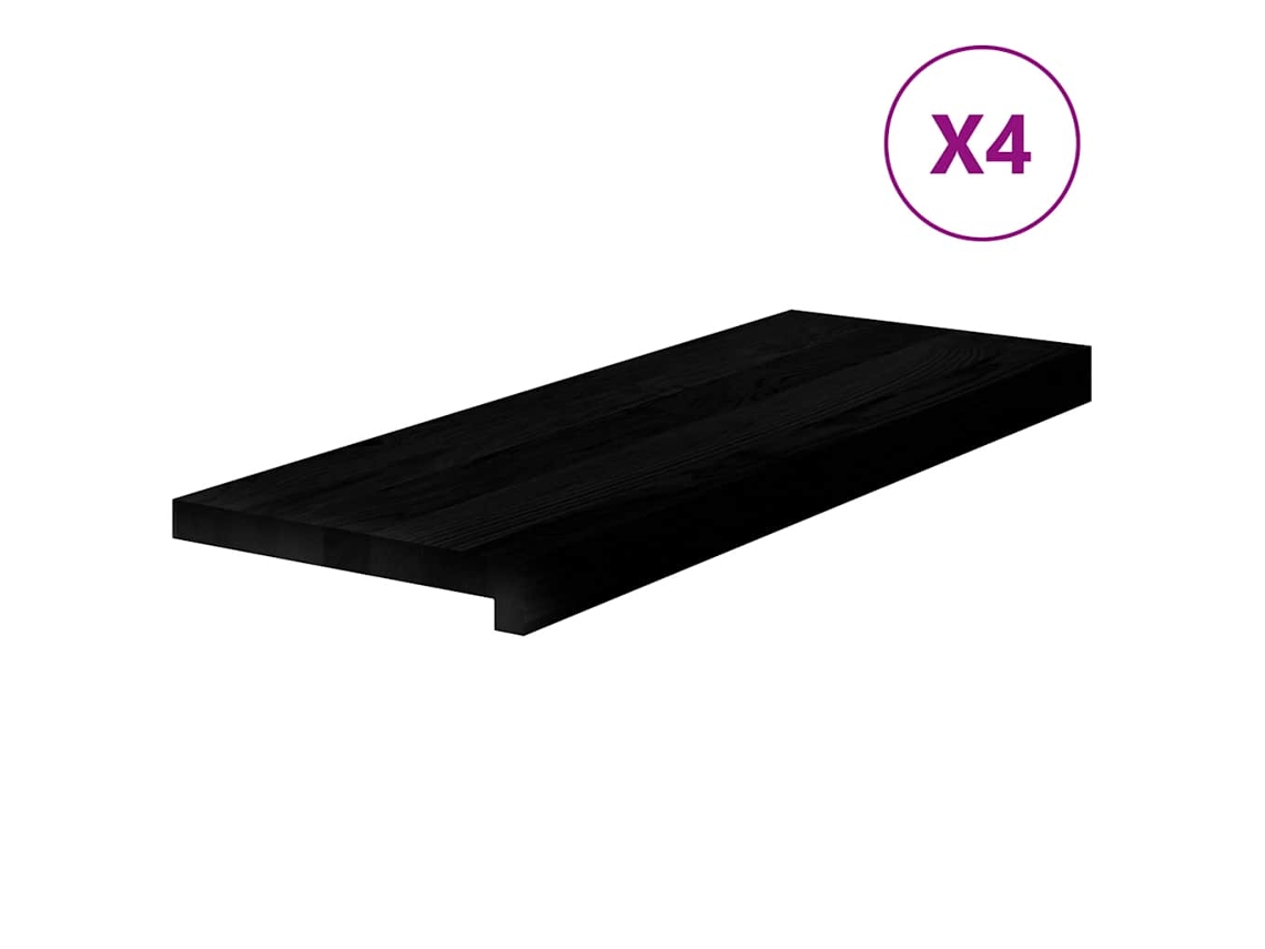 vidaXL Peldaños de escalera 4 uds madera maciza roble marrón oscuro