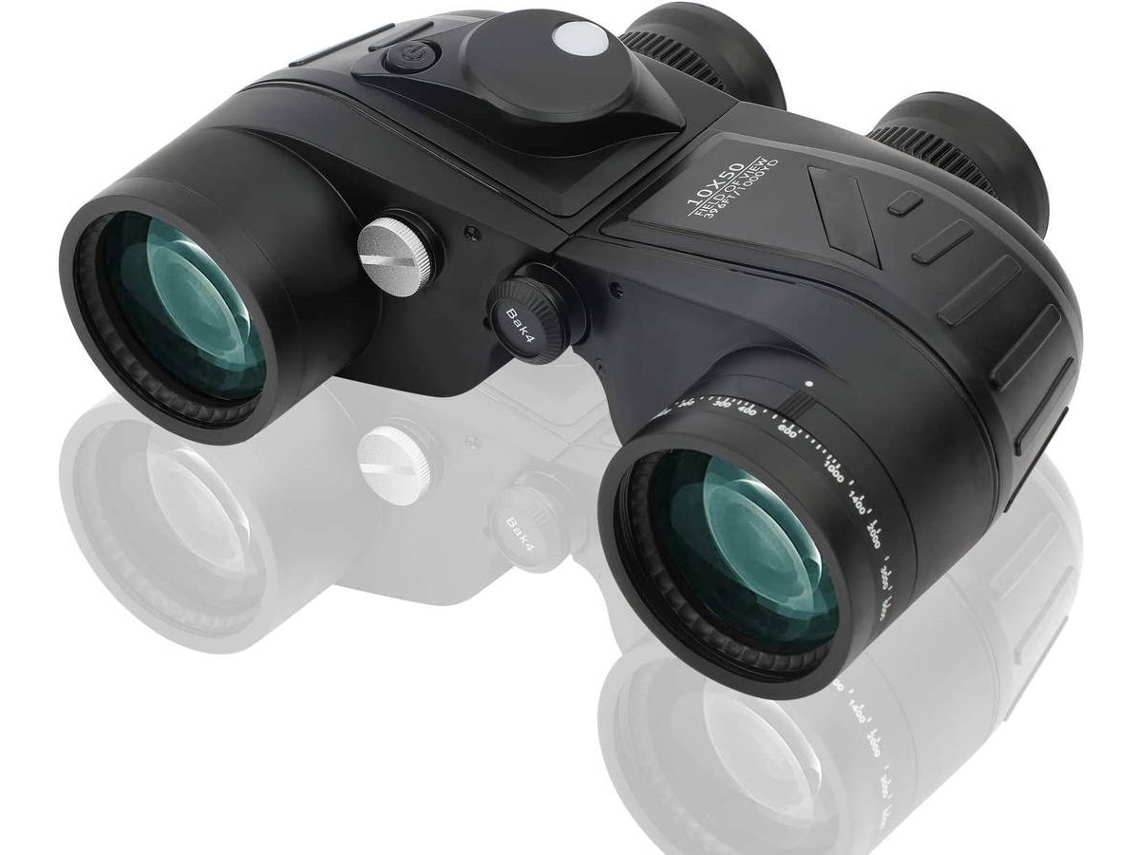 Prismáticos ENKERS Marina Militar 10X50 Adulto Impermeable con Telémetro Bak4 Brújula Prisma Fmc Lente para Barc-Army Verde