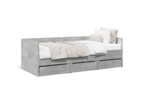 Tumbona con cajones madera ingeniería gris hormigón VIDAXL (90 x 200 cm)