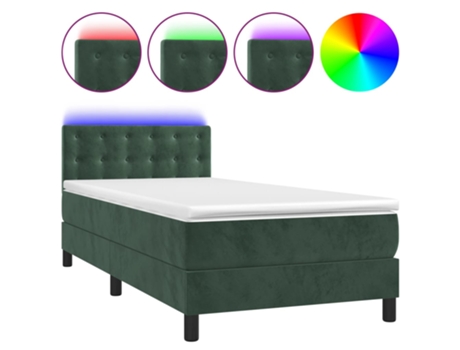 Cama con somier VIDAXL (Verde - Terciopelo - 193 x 90 x 88 cm)