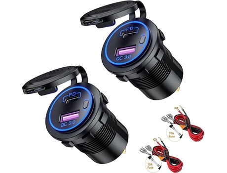 Cargador de Coche CHRONUS QP-Charge22902-4hmy Dupla (Tipo C - USB - Azul)