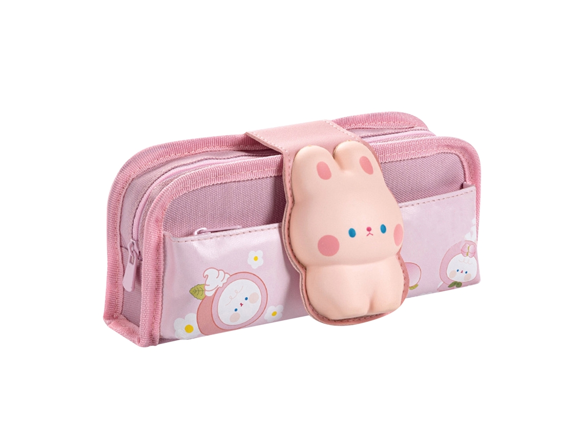 Estuche para lápices con bonito estampado de pato y velcro de gran capacidad para estudiantes Conejo