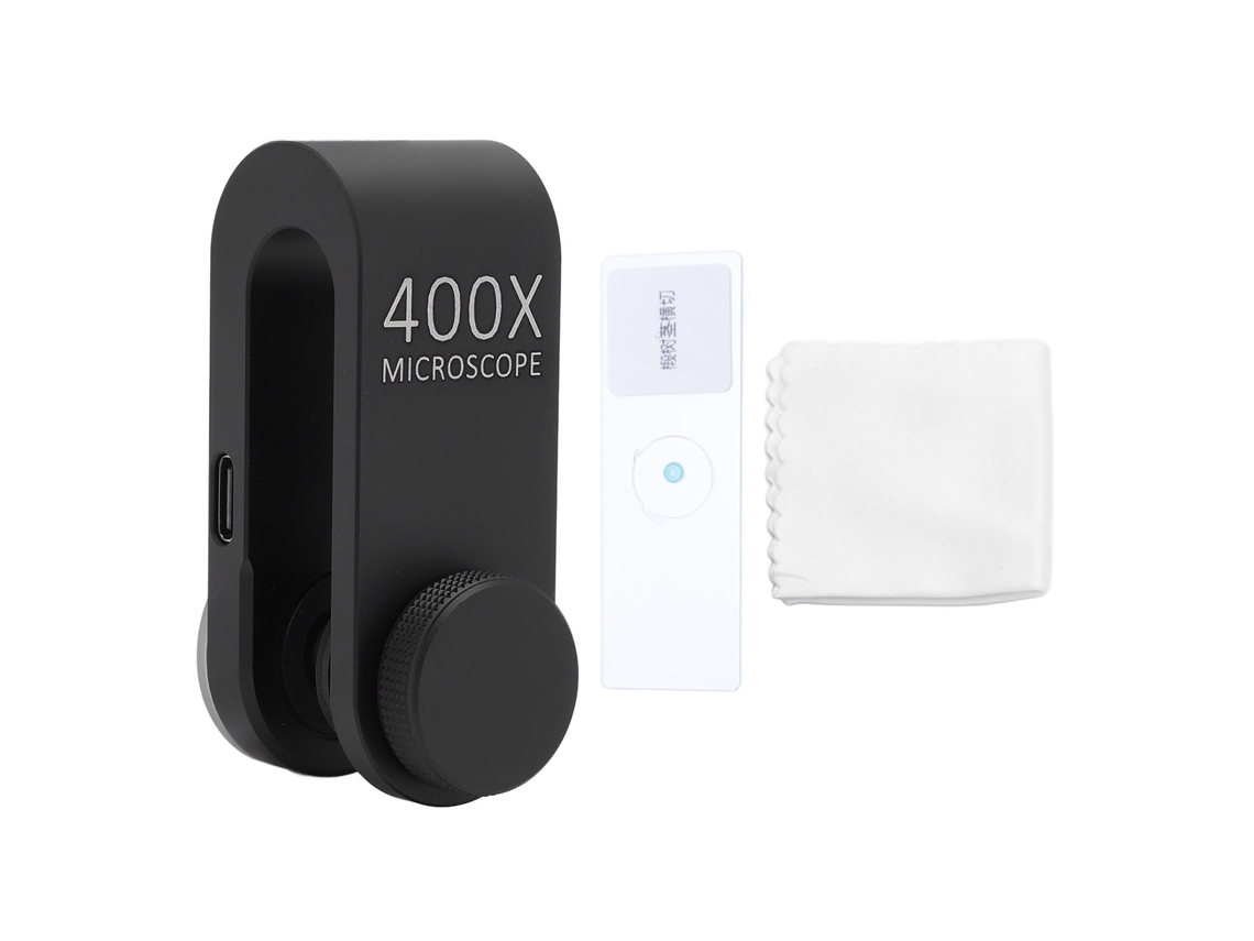 Lente Microscopio Para Teléfono Con Luz Led Y Pinza 400x Universal Hd Para Biología Electrónica Joyería