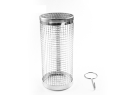 Cesta cilíndrica de acero inoxidable para asar verduras, pescado y carne con gancho