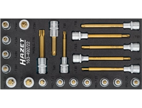 HAZET 163-492/22 Juego de Llaves de Vaso Destornillador Torx: Cuadrado Hueco 1/2 Pulgadas 12 5 Mm Perfil Torx Interior Perfil Torx a Prueba de M
