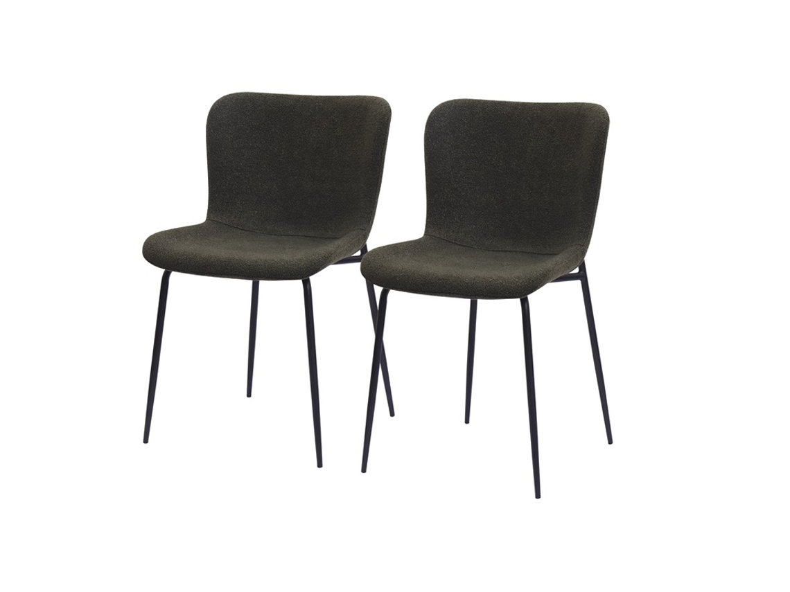 Juego De 2 Sillas De Comedor Con Respaldo Alto Redondeado, Acabado En Tela Y Metal.