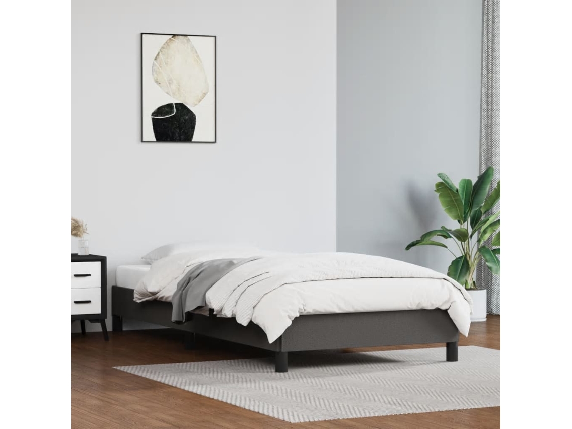 Cama con Plataforma Polipiel Gris (90x190 cm)