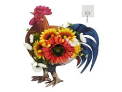 Corona de puerta con gallo y girasol simulado rústico para el Día de la Independencia