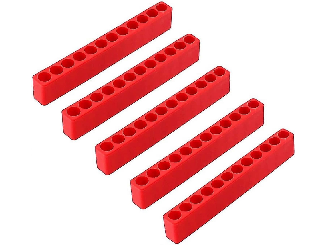 5 Piezas Organizador De Brocas De Destornillador De Plástico Con 12 Huecos Para Mango Hexagonal 6.35mm Rojo