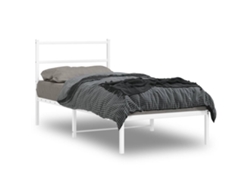 Estructura Cama Sin Colchón Con Cabecero Metal Blanco 90x200 Cm